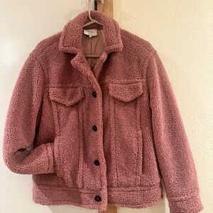 Vince Teddy Sherpa Jacket Coat, MAUVE, Small